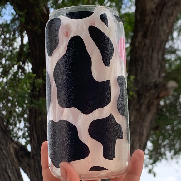 Cow print glass cup - Picture 2 of 3